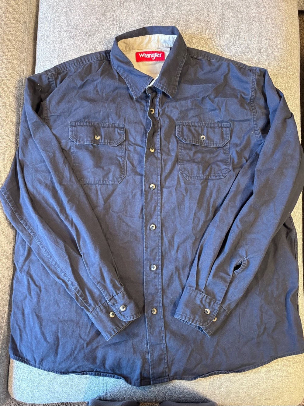 Wrangler Men's Dark Blue Long-Sleeve Button-Down Shirt